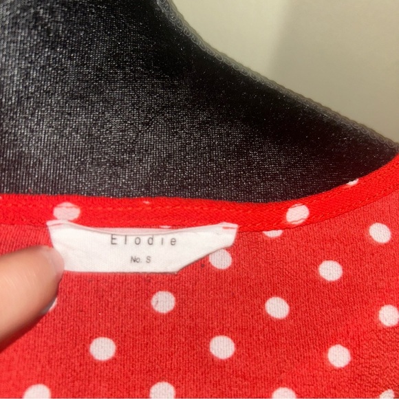 elodie  red and white polka dot top  size small - Picture 5 of 5